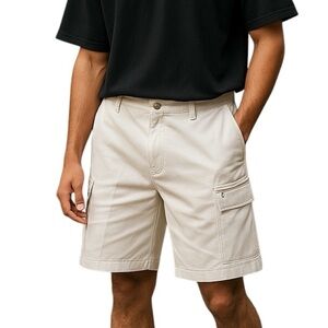 Men’s IZOD XFG Shorts Light Beige Zip Pockets Chino Flat Front